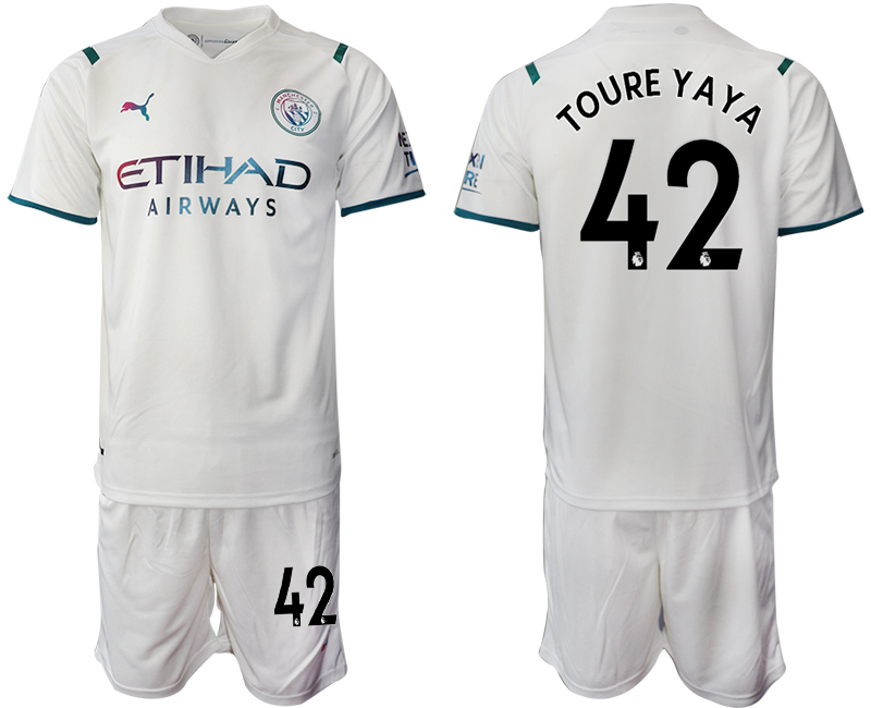 Men 2021-2022 Club Manchester City away White #42 Soccer Jersey